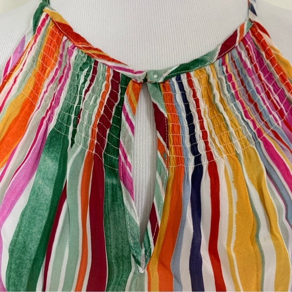 Velvet By Graham & Spencer Striped Satin Maxi Dress Womens XS Pockets Rainbow - Picture 14 of 16